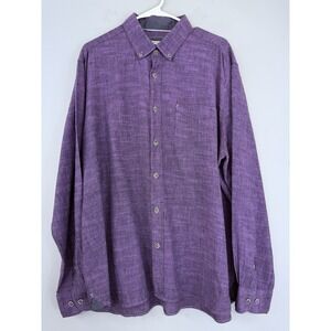 32 Bar Blues Shirt Men's XL Purple Linen / Cotton Blend Long Sleeve Button Down